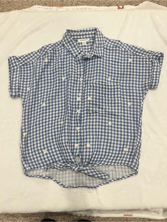 beachlunchlounge Tops - beachlunchlounge Daisy Gingham Tie-Front Top - XS